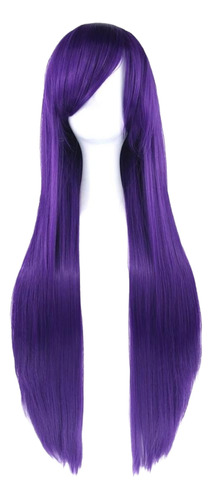 Peluca Morada Oscuro Disfraz Cosplay Cabello Liso