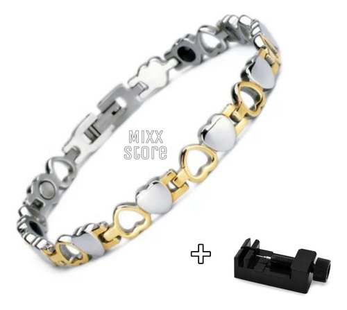 Pulseira Bracelete Feminina Coração Semi Jóia Ouro 18k Luxo