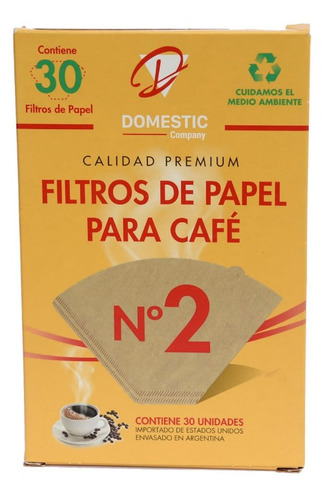 Filtros Papel Para Cafetera N°2 Domestic 30 Unidades Cafe N2