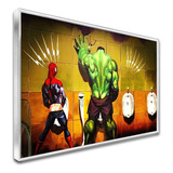 Quadro Cômico Homem Aranha E Hulk C/moldura