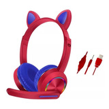 Fone Gatinho Led Headphone Com Micfrofone C/ Fio P3