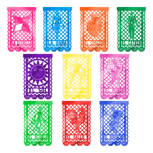 Papel Picado - Guirnalda Decorativa Lotería Mexicana 