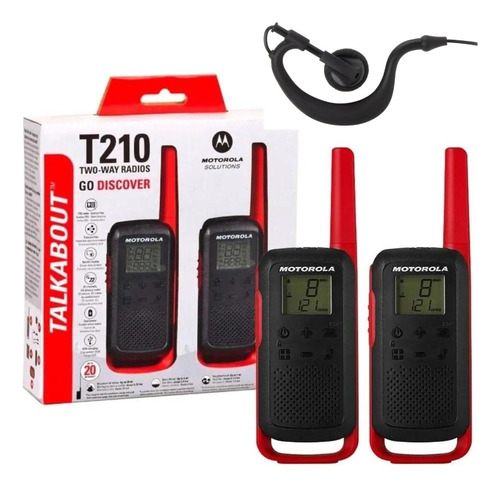 Kit Rádio Comunicador Motorola Talkabout 32km T210br + Fone