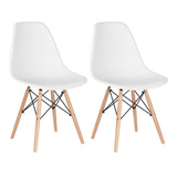 Kit 2 Cadeiras Charles Eames Wood Eiffel Dsw  Cor Da Estrutura Da Cadeira Branco