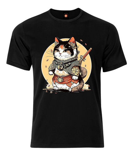 Remera Estampada Varios Diseños Gatito Samurai Muy Malito