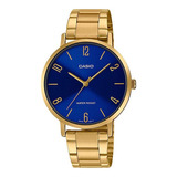 Reloj Mujer Casio Ltp-vt01g-2b Dorado Análogo / Color Del Fondo Azul Acero