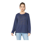 Sweater Camant Focal Print Navy - Mujer Corona