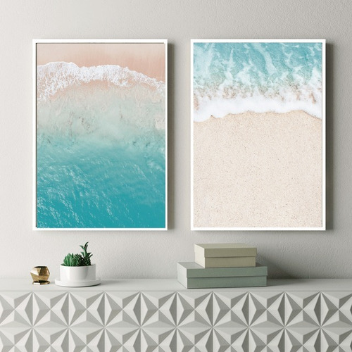 Set De 2 Cuadros Para Decorar  - Playa - Orilla - Mar 30x45