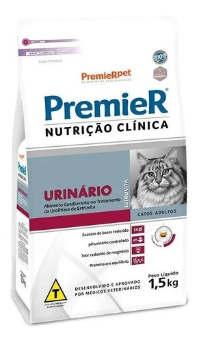 Ração Premier Nutrição Clínica Urinário Gatos Adultos 1,5kg