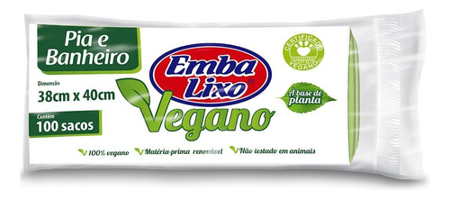 Saco De Lixo Vegano Pia E Banheiro Embalixo Com 100 Unidades