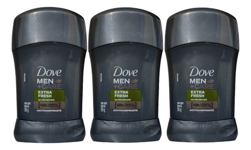 Pack X3 Dove Men+care Desodorante En Barra Extra Fresh 50gr