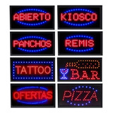 Letrero Led Luminoso Cartel 48x25cm Cafe Pizza Sushi Bar