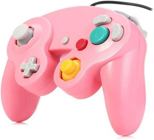 Control Alambrico Para Nintendo Gamecube Switch Wii U  Color Rosa