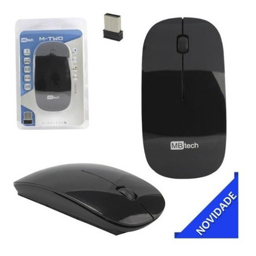 Mouse Sem Fio Slim Mbtech Para Pc Notebook 3200dpi Preto