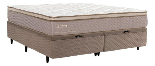 Cama Box King Baú Herval Lucca, 73x193x203 Cm, Suede Bege