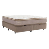 Cama Box King Baú Herval Lucca, 73x193x203 Cm, Suede Bege