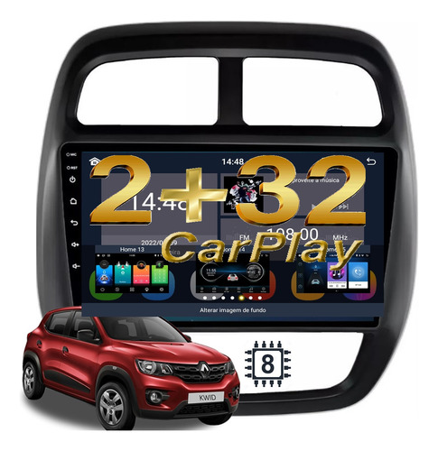 Central Multimidia Kwid 9pol Octacore Carplay Android Auto  