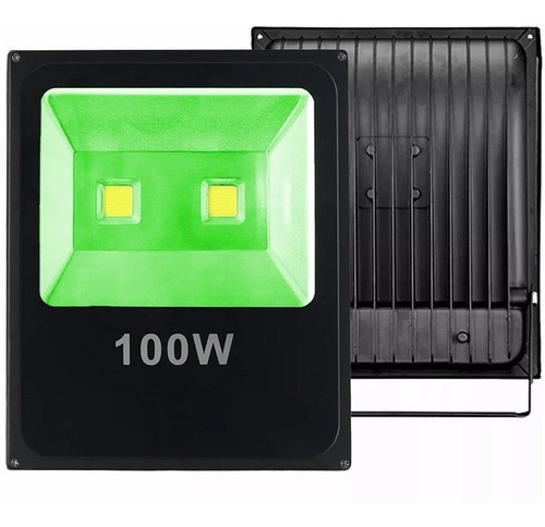 Kit 2 Refletor Led 100w Verde Prova Dágua Luminária Holofote