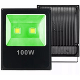Kit 2 Refletor Led 100w Verde Prova Dágua Luminária Holofote