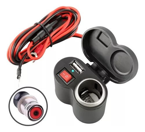 Adaptador Usb Moto Suporte Tomada 12v Carrega Gps Celular