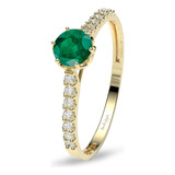 Anillo De Compromiso Pelioni Esmeralda Oro 14k Amelie Joyas