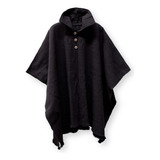 Poncho Premium Negro Con Cuello Anzestral