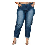 Calça Mom Destroyed Plus Size Feminina Jeans 46 Ao 56
