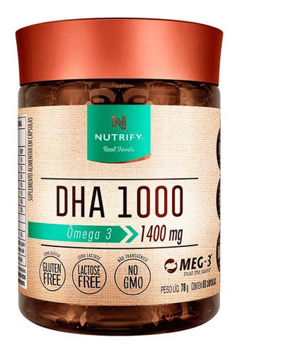 Omega 3 Dha 1000 Ultra Concentrado Nutrify 60 Cps - Original