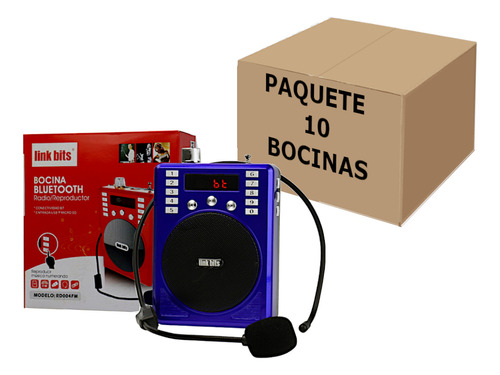 Bocina Recargable Megafono Diadema Microfono Usb V3 Sd 10pzs