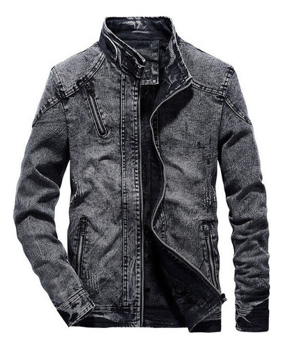 Chaqueta Vintage Para Hombre Abrigo Vaquero Informal Sólido