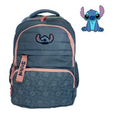 Mochila Costa Juvenil Lilo Stitch Menina Casual Escolar Azul