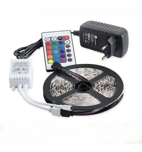 Fita De Led Rgb 5050 Rolo 5 Metros Com Controle E Fonte 12v