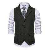 Chaqueta De Solapa Vintage For Hombre Chaleco De Tweed De