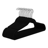 Set De 50 Ganchos De Ropa Terciopelo Antideslizantes Premium Color Negro