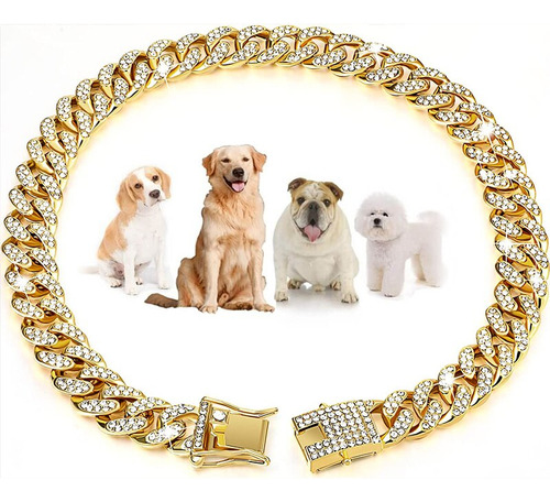 Collares Personalizados Para Perros Y Gatos, Cadena Dorada C