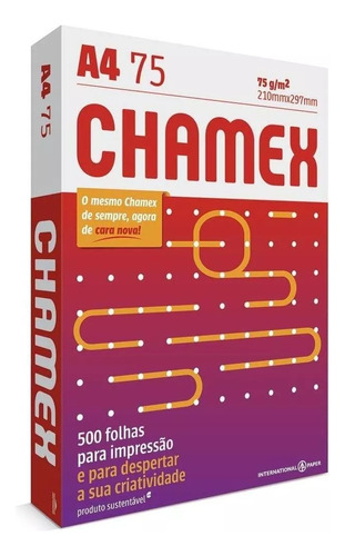 Papel Sulfite A4 Chamex Resma 500 Folhas 75g 210mmx297mm