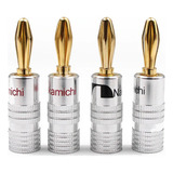 4 Plugs Conector Banana Nakamichi Gold 4mm Amplificador 