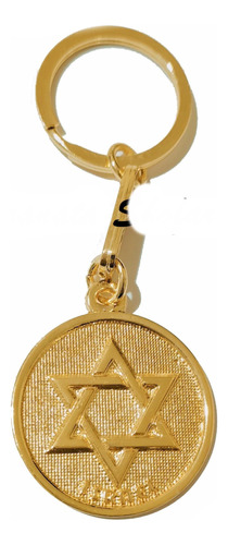 Chaveiro De Israel Com Estrela De Davi Dourado