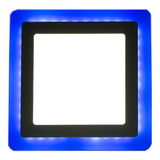 01 Luminária Quadrado Plafon Sobrepor Neon Azul 18+6w 