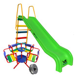 Combo Infantil Calesita + Tobogan 5 Escalones Pvc Dobl Pared