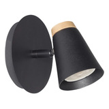 Aplique 1 Luz Eleanor Negro Con Madera Moderno Apto Led Mks