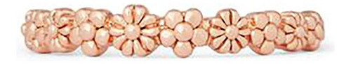 Pura Vida Anillo Apilable Floral De Oro Rosa, Banda De Plata