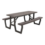 Mesa Picnic Plegable Familiar Grande Para 6 U 8 Personas Color Gris Oscuro