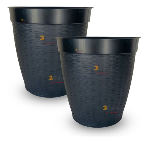  2 Vaso Redondo Grande Rattan Flores Plantas Jardim 30 Lt