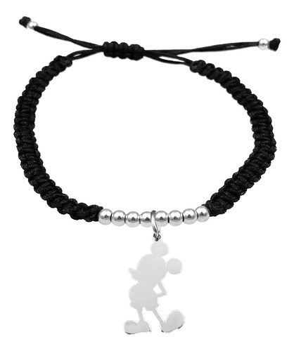 Pulsera Bolitas Mickey Mouse Parado Plata 925 Negra