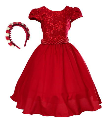 Vestido Infantil Vermelho Formatura Festa Princesa Dama Luxo
