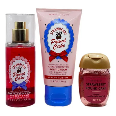 Bath And Body Works Mini Kit De 3 Piezas Strawberry Pound Cake | Envío gratis