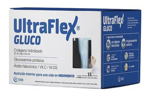 Ultraflex Gluco Colágeno Glucosamina Ácido Hialurónico 15 U Sabor Vainilla