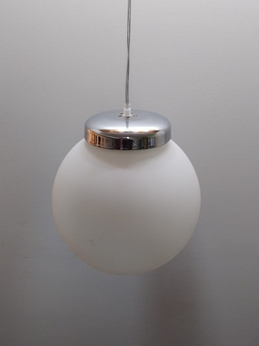 Lampara Colgante Globo Bola Esfera Opal Mate Con Cromo 15cm