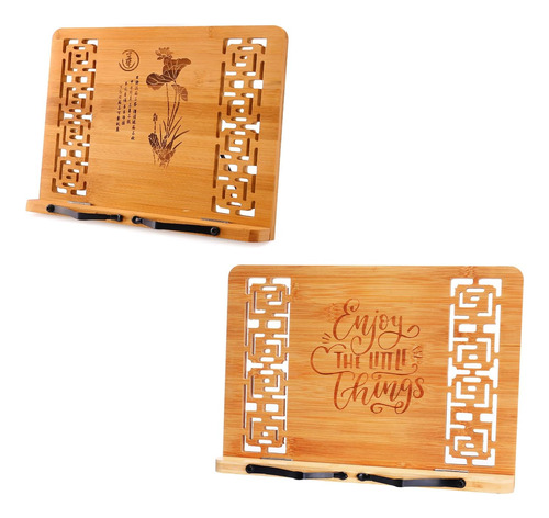 Paquete De 2 Soportes Plegables De Bambú Para Libros De Coci